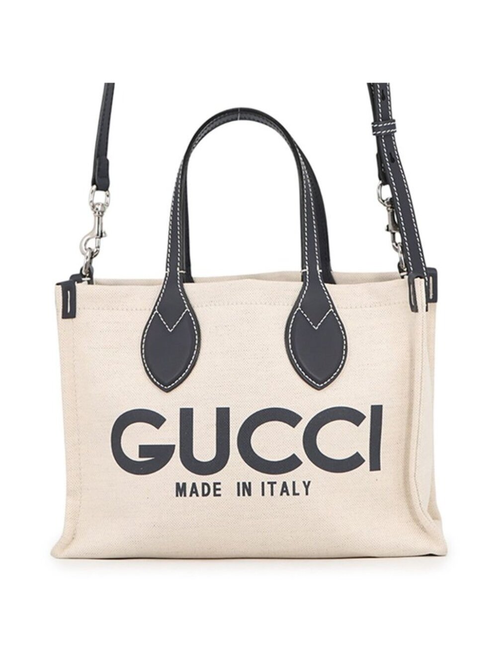 Gucci Print Logo Mini Tote Canvas Leather 2-Way Shoulder Bag